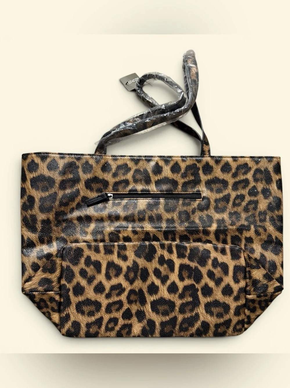 Chico's Leopard Print Tote Bag - Black & Brown NWT